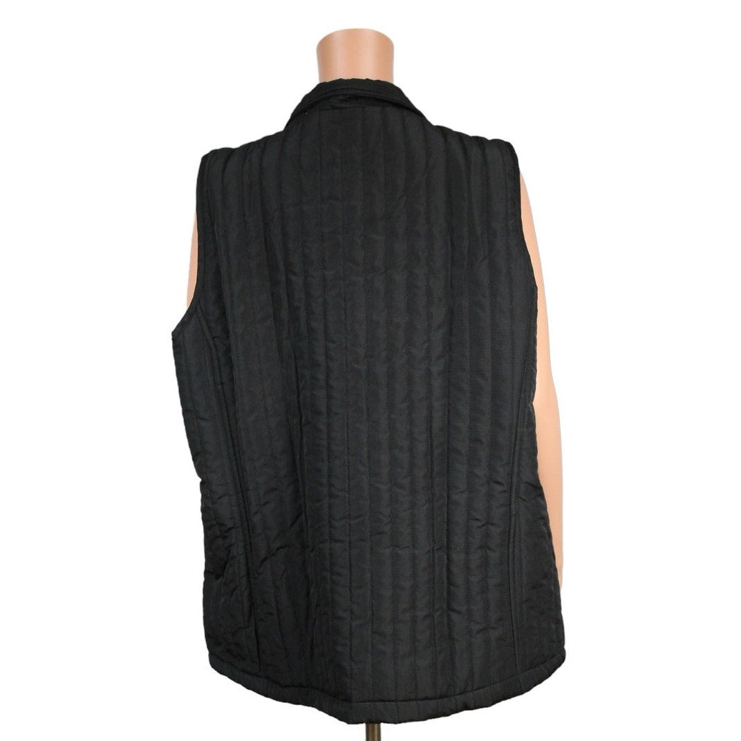 Ac-tiv-ology Women's XL Black Quilted Vest Faux Fur Front Panel Zipper Sleeveless - Image 3