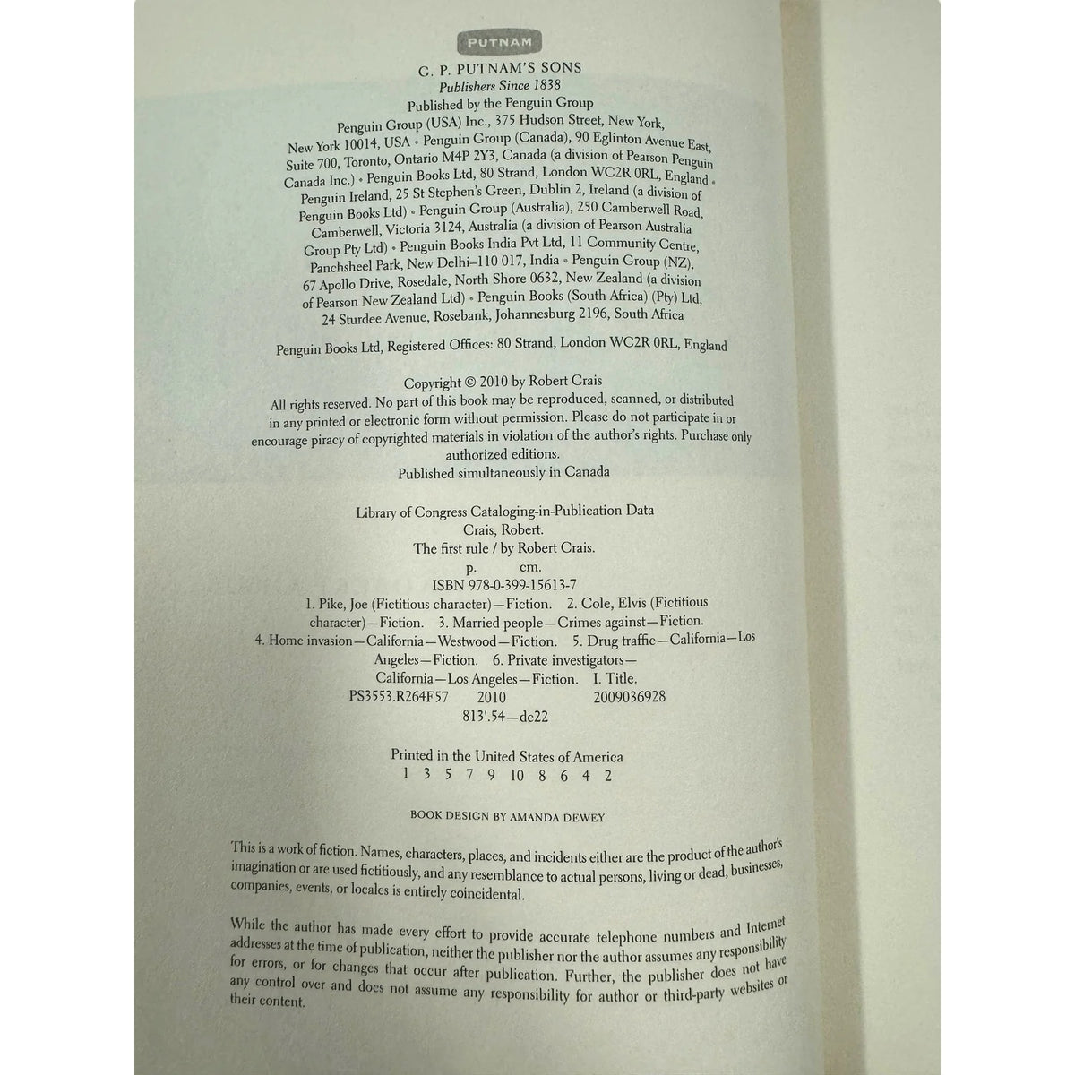 The First Rule by Robert Crais (Hardcover) - Image 3