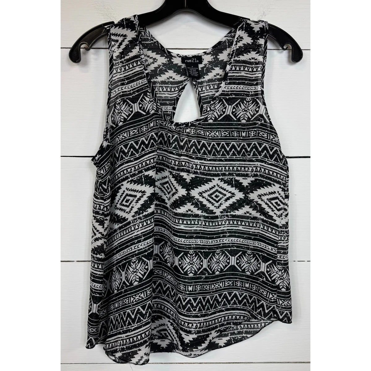 Rue21 Black and White Sleeveless Blouse Women's Size Medium - Image 1