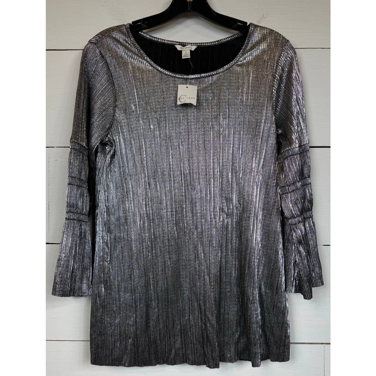Cato 3/4 Sleeve Silver Blouse Women's Size Small - Image 1