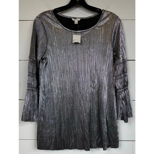 Cato 3/4 Sleeve Silver Blouse Women's Size Small - Image 1