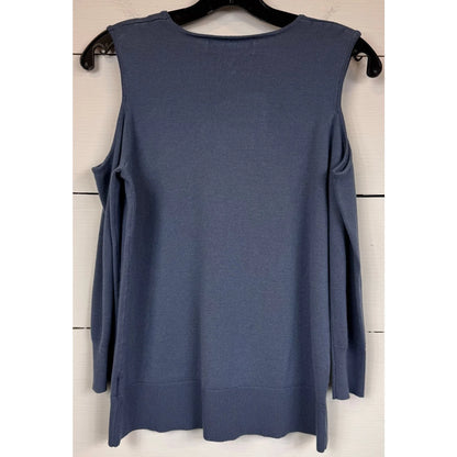 Time and Tru Blue Cold Shoulder Sweater Women's Size Medium - Image 2