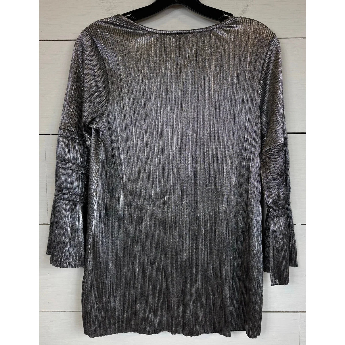 Cato 3/4 Sleeve Silver Blouse Women's Size Small - Image 2