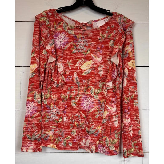 Lauren Conrad Long Sleeve Floral Blouse Women's Size Medium - Image 1