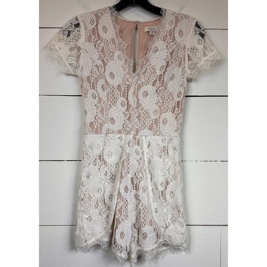 Francesca's White Lace Romper Women's Size XS - Image 1