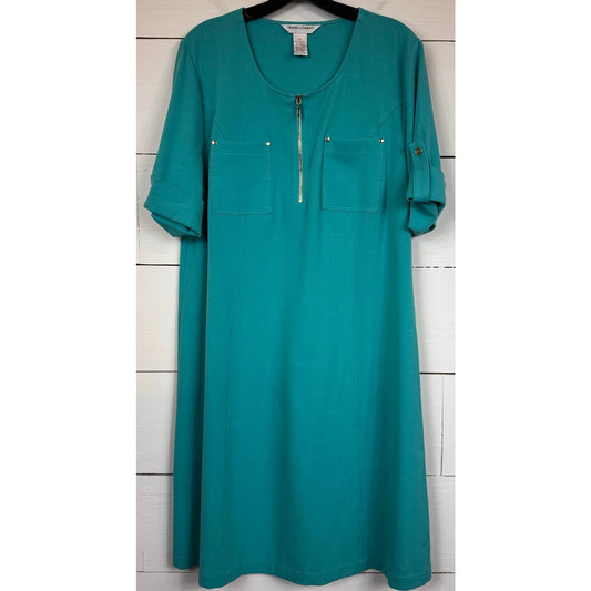 Draper's & Damon's Blue Midi Dress Women's Size XL Petite - Image 1