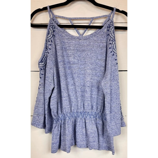 Skies Are Blue Cold Shoulder Blouse Women's Size XL - Image 1