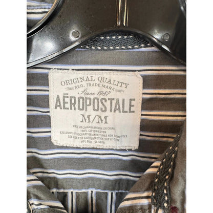 Aeropostale Gray Striped Button Up Shirt Men's Size Medium - Image 3