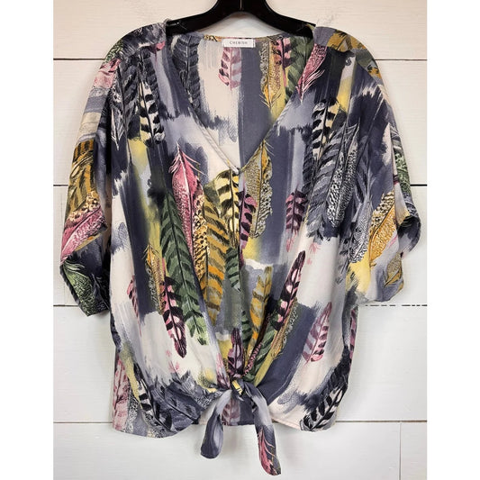Cherish Short Sleeve Blouse Women's Size Medium - Image 1