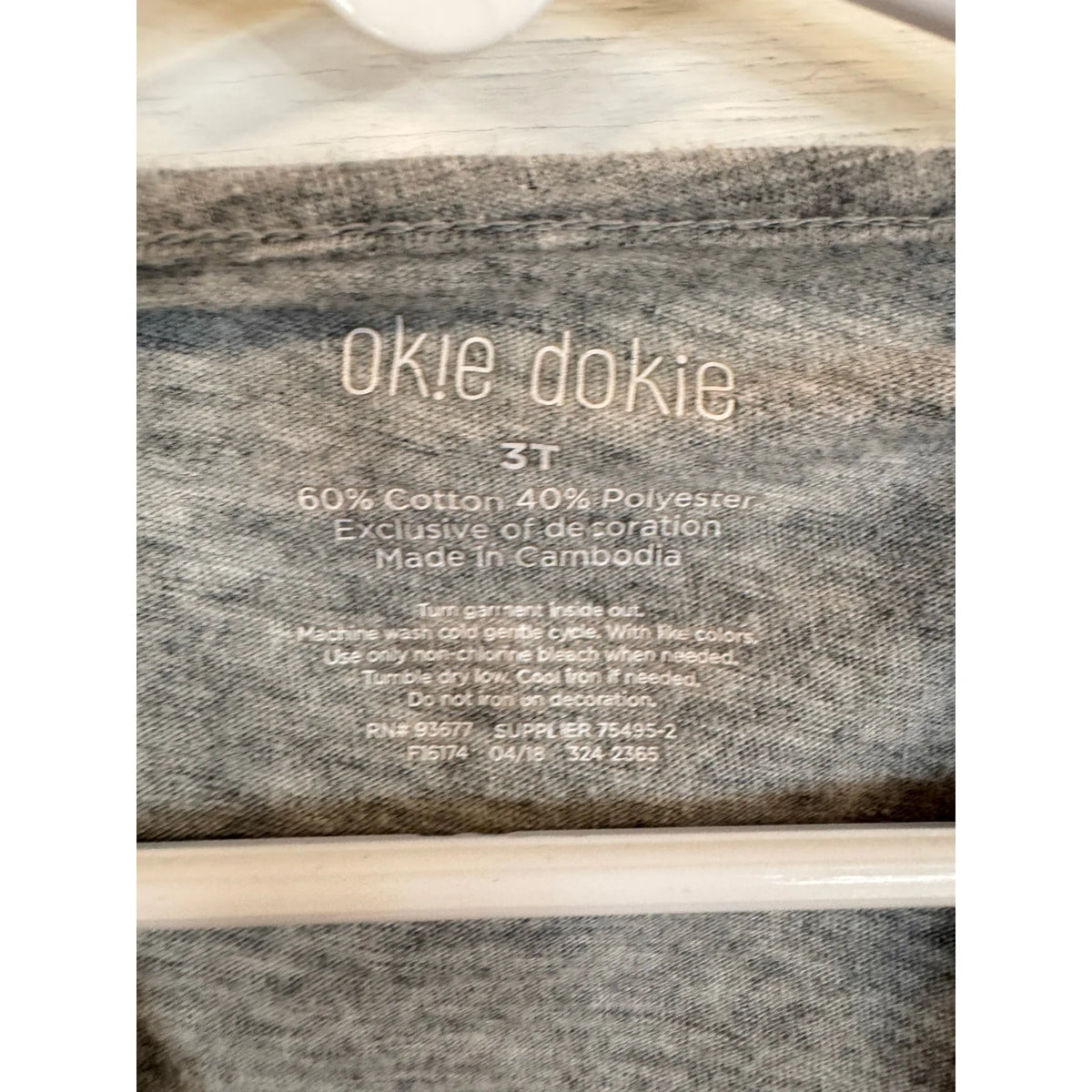 Okie Dokie Gray Long Sleeve T-Shirt Girl's Size 3T - Image 4