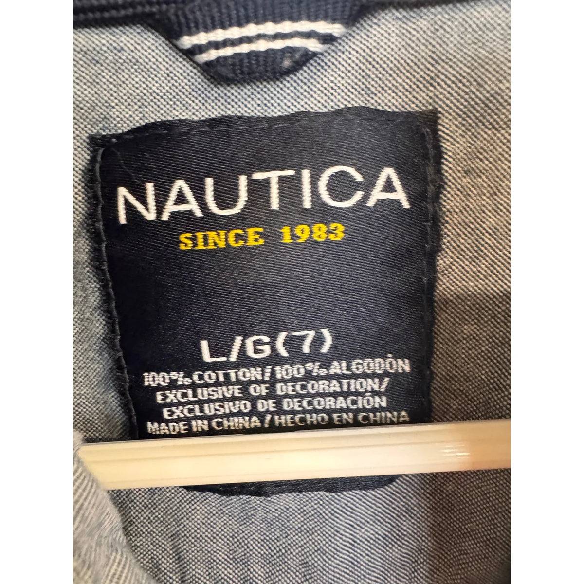 Nautica Long Sleeve Button Up Shirt Boy's Size Large (7) - Image 3