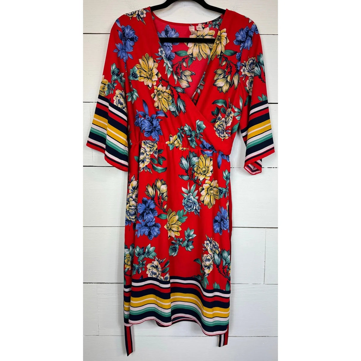 Tacera Red Floral Dress Women's Size Medium - Image 1