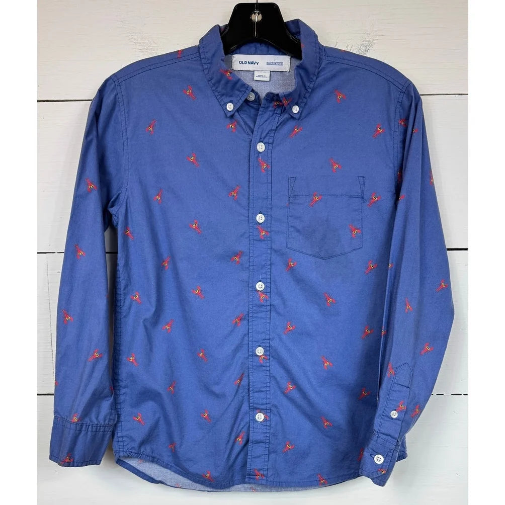 Old Navy Blue Button Up Shirt Boy's Size Large (10/12) - Image 1