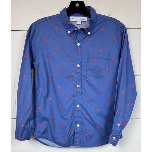 Old Navy Blue Button Up Shirt Boy's Size Large (10/12) - Image 1