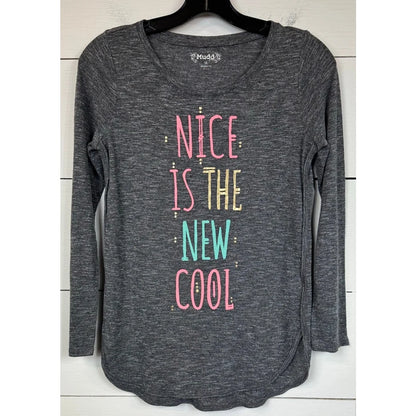 Mudd Gray Long Sleeve T-Shirt Girl's Size 14 - Image 1