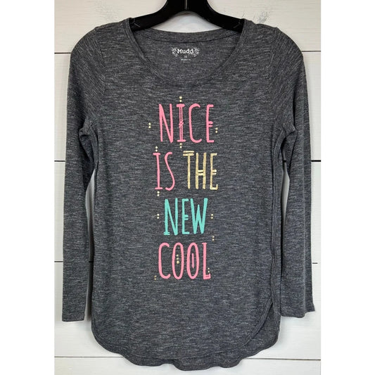 Mudd Gray Long Sleeve T-Shirt Girl's Size 14 - Image 1