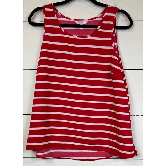 Time And Tru Red White Blouse Women Medium - Image 1