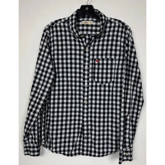 Hollister Black And White Button Up Shirt Men's Size Small - Image 1