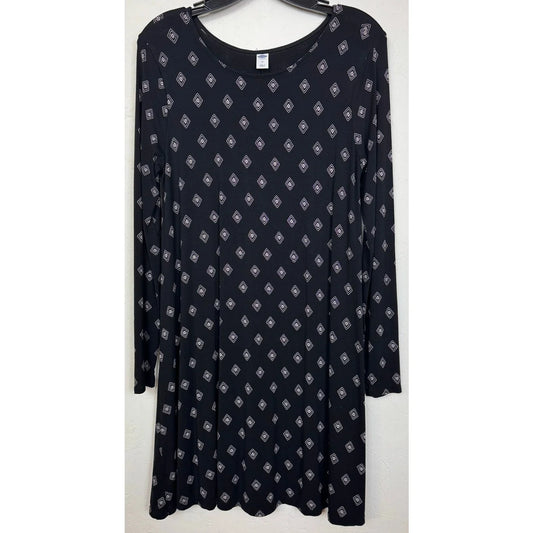 Old Navy Black Beige Knee Length Dress Women's Medium - Image 1