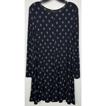 Old Navy Black Beige Knee Length Dress Women's Medium - Image 2