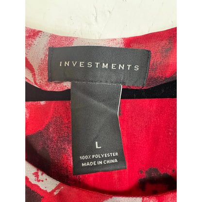 Investments Red Long Sleeve Blouse Women's Large - Image 3