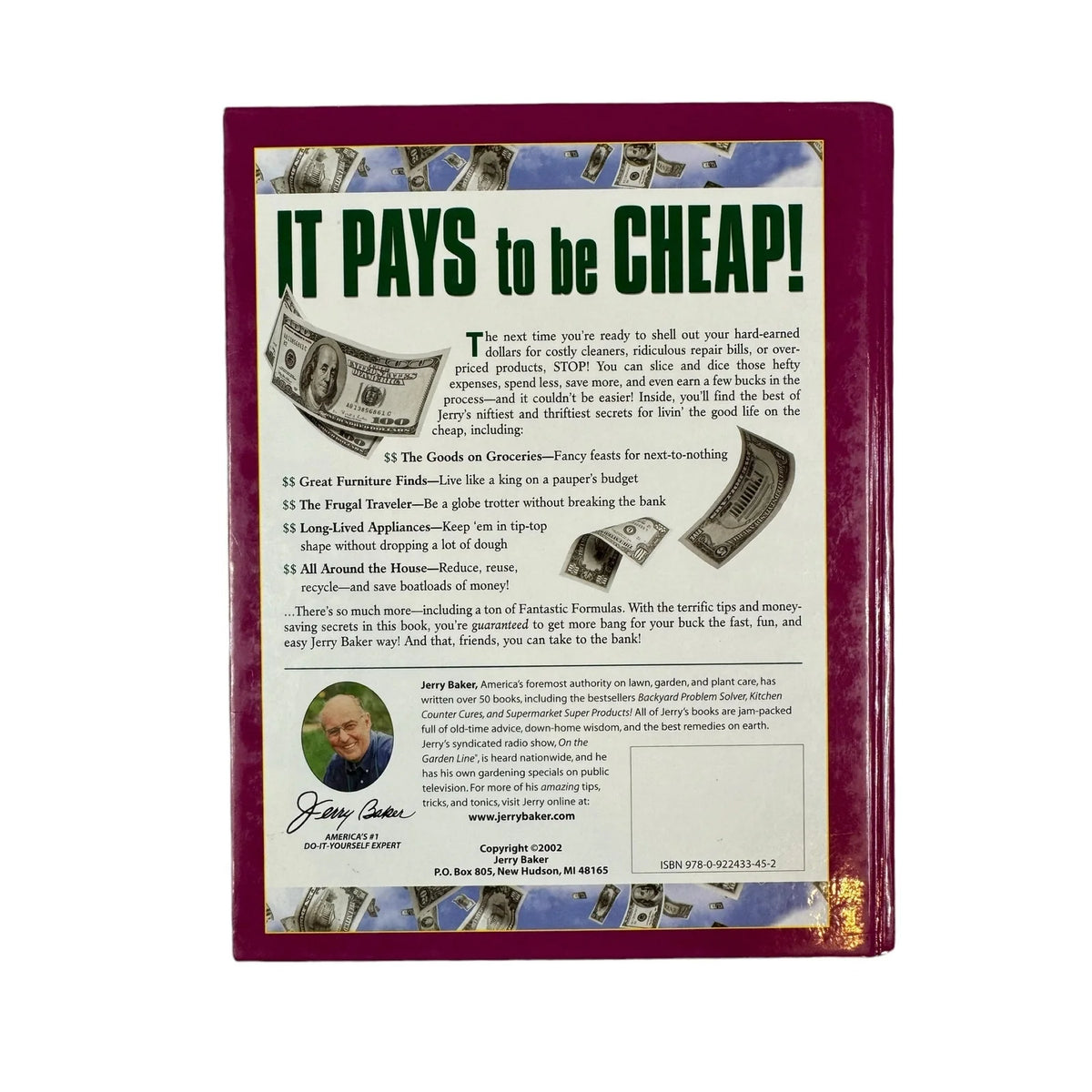 It Pays to be Cheap by Jerry Baker (Hardcover) - Image 2