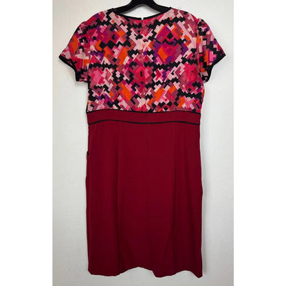 Danny & Nicole Red Short Sleeve Knee Length Dress Women's 14 - Image 2