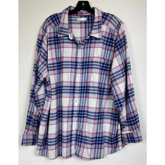 Croft & Barrow Blue Long Sleeve Button Up Blouse Women's 3X - Image 1