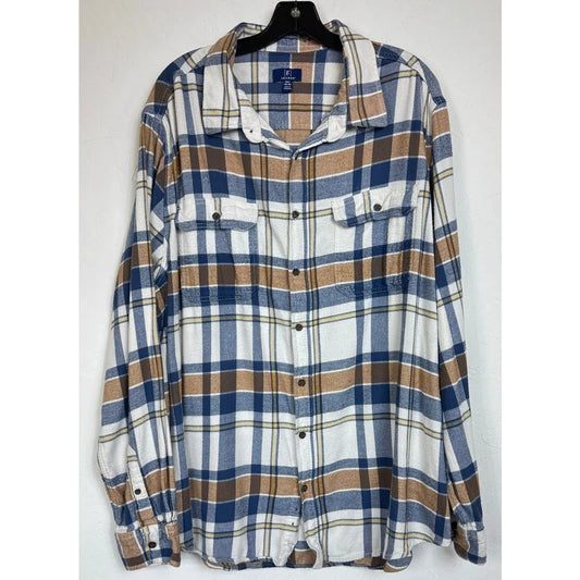 George White Plaid Long Sleeve Button Up Shirt Men's 3XL Tall - Image 1