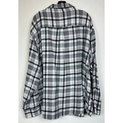 Izod Gray & Black Plaid Long Sleeve Button Up Shirt Men's 4X - Image 2