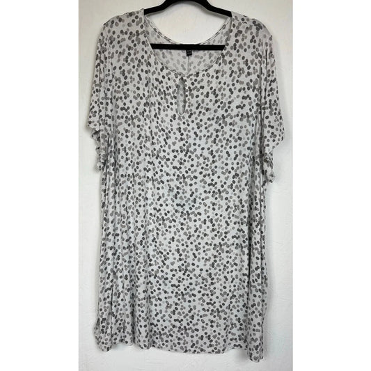 Lane Bryant White & Gray Short Sleeve Blouse Women's 26/28 - Image 1
