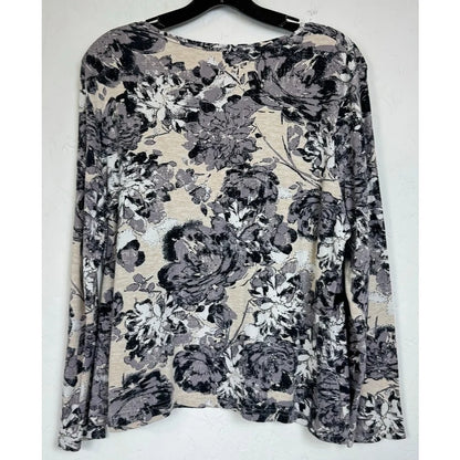 Croft & Barrow Beige & Gray Long Sleeve Blouse Women's XL - Image 2