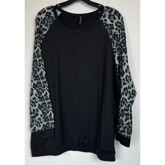 Alle Grace Black & Gray Long Sleeve Sweater Blouse Women's 22W - Image 1