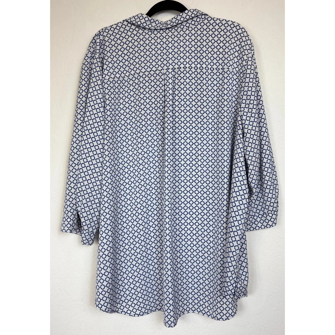 Prescott New York White & Blue 3/4 Sleeve Button Up Blouse Women's 5X - Image 2
