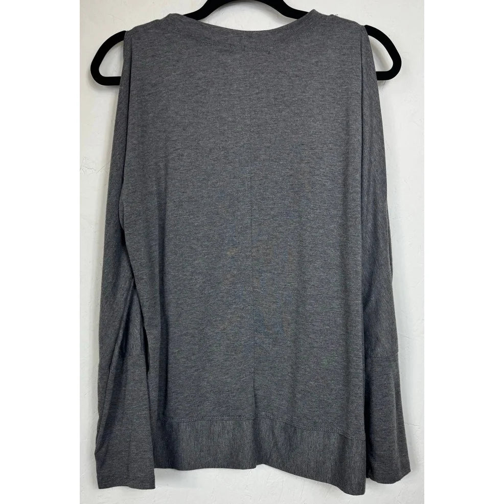 Fashion Gray Cold Shoulder Long Sleeve Blouse Women's Large - Image 2