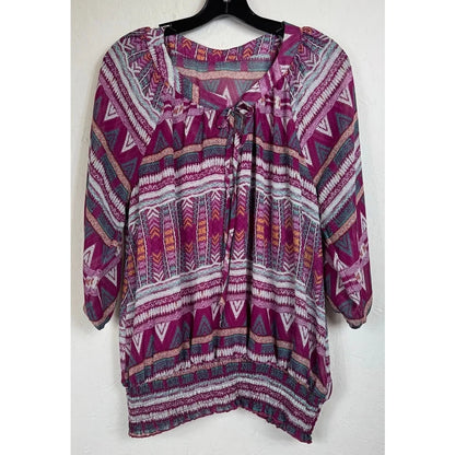 Wrangler Pink 3/4 Sleeve Blouse Women's Large - Image 1