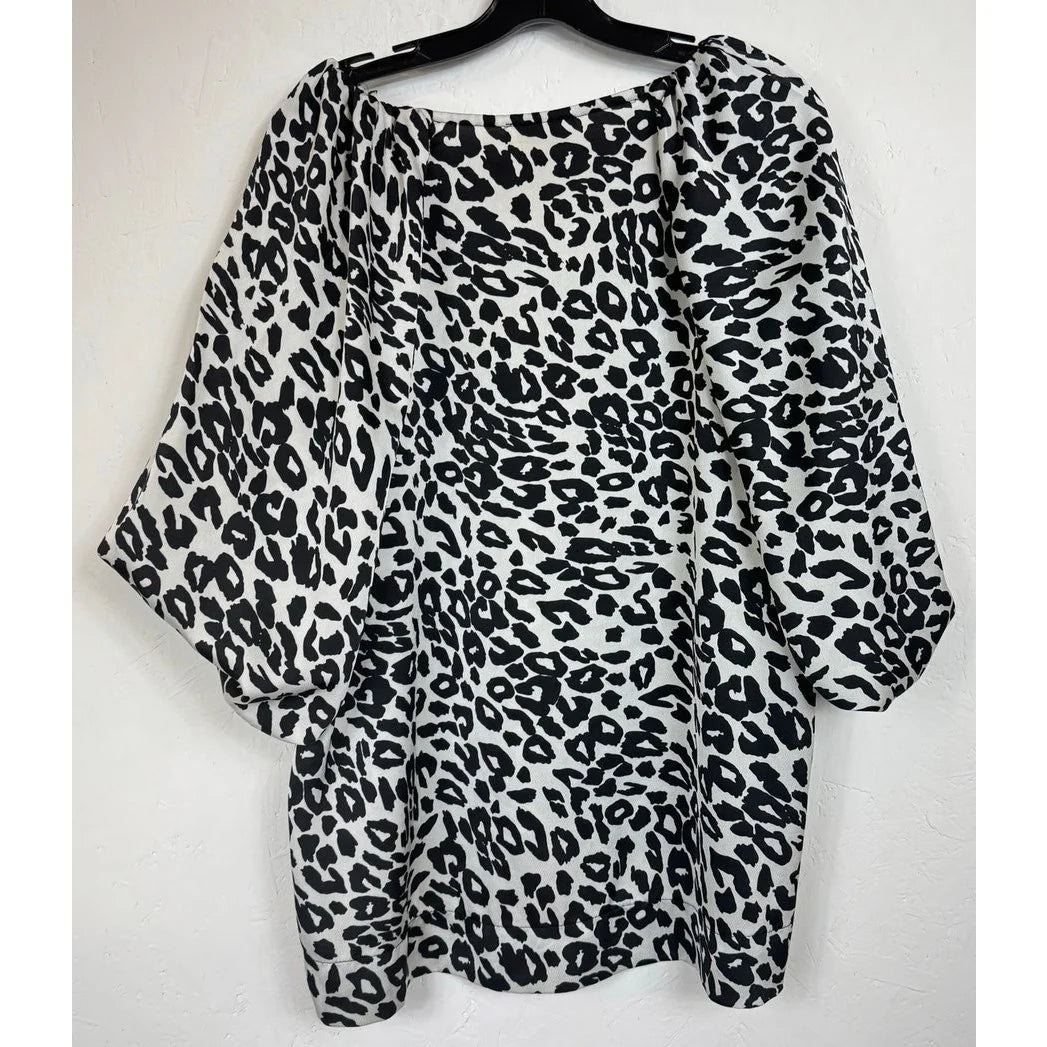 Umgee Black & White Short Sleeve Blouse Women's XL - Image 2