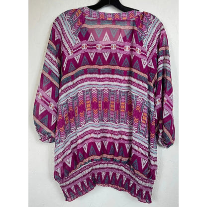 Wrangler Pink 3/4 Sleeve Blouse Women's Large - Image 2