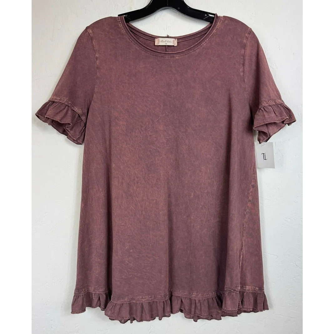 Altar'd State Brown Short Sleeve Blouse Women's Medium - Image 1