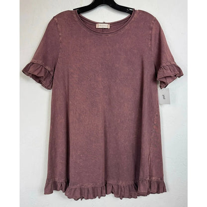 Altar'd State Brown Short Sleeve Blouse Women's Medium - Image 1