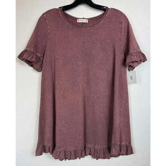 Altar'd State Brown Short Sleeve Blouse Women's Medium - Image 1