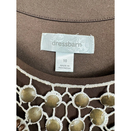 Dressbarn Brown Sleeveless Knee-length Dress Women's 10 - Image 3