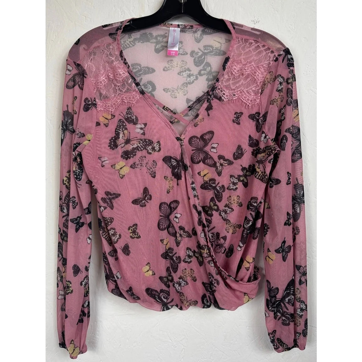 No Boundaries Pink Long Sleeve Blouse Women's Small - Image 1