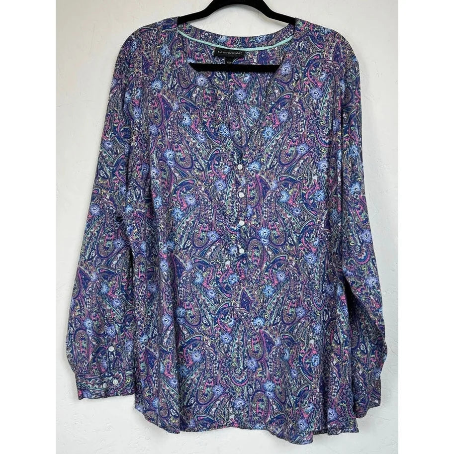 Lane Bryant Blue Long Sleeve Blouse Women's 26/28 - Image 1