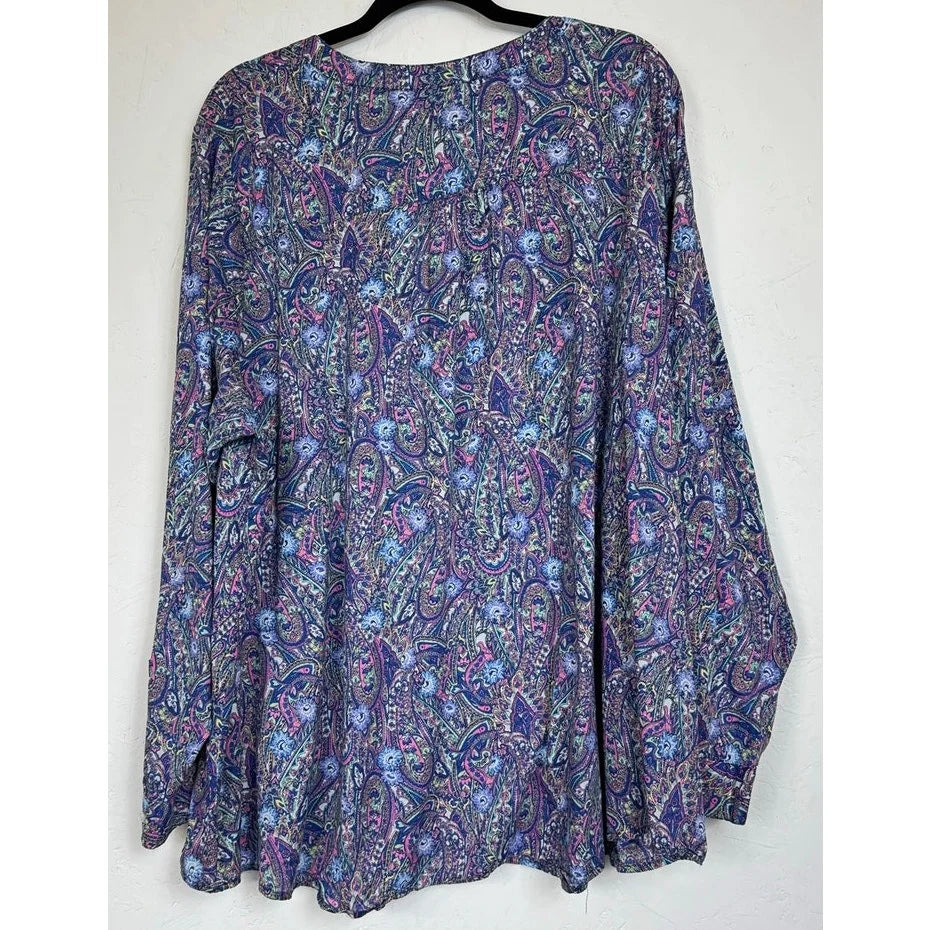 Lane Bryant Blue Long Sleeve Blouse Women's 26/28 - Image 2
