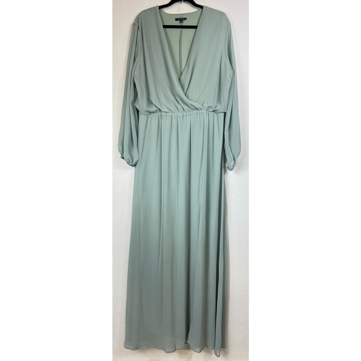 Marina Green Long Sleeve V-neck Formal Dress Women's 18W - Image 1