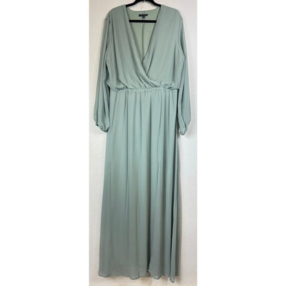 Marina Green Long Sleeve V-neck Formal Dress Women's 18W - Image 1