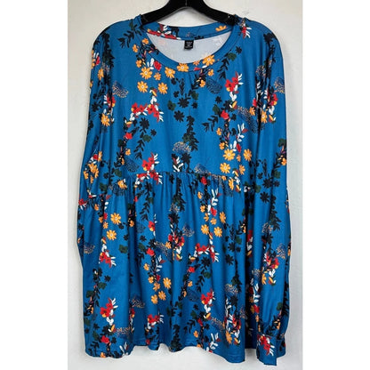 Shein Curve Blue Long Sleeve Blouse Women's 3XL - Image 1