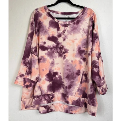 Live Well Pink & Purple 3/4 Sleeve Blouse Women's 22/24W - Image 1