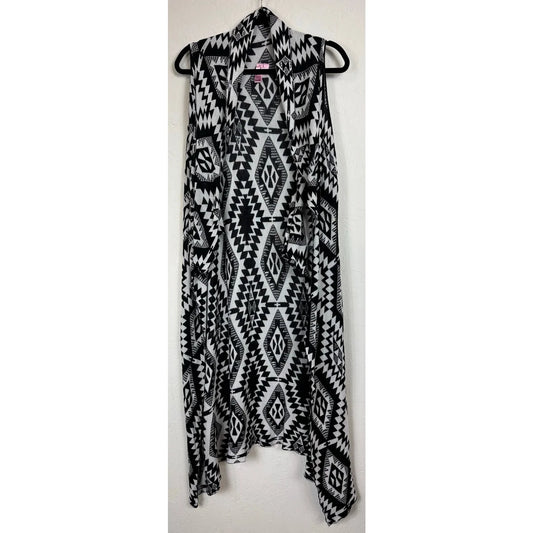 Dolled Up Black & White Sleeveless Cardigan Women's Medium - Image 1